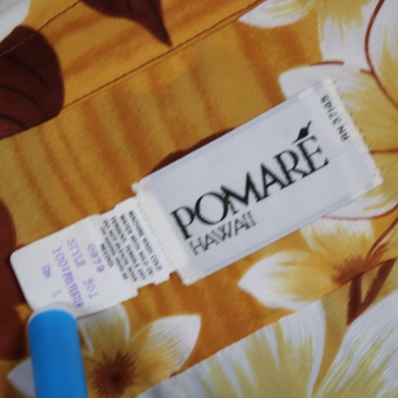 Pomare Hawaii 80s Vintage Hawaiian Aloha Camp Shirt Mens Lg Hibiscus Plumeria - Picture 9 of 9